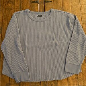 GAP Gray Blue Ribbed Knit Top